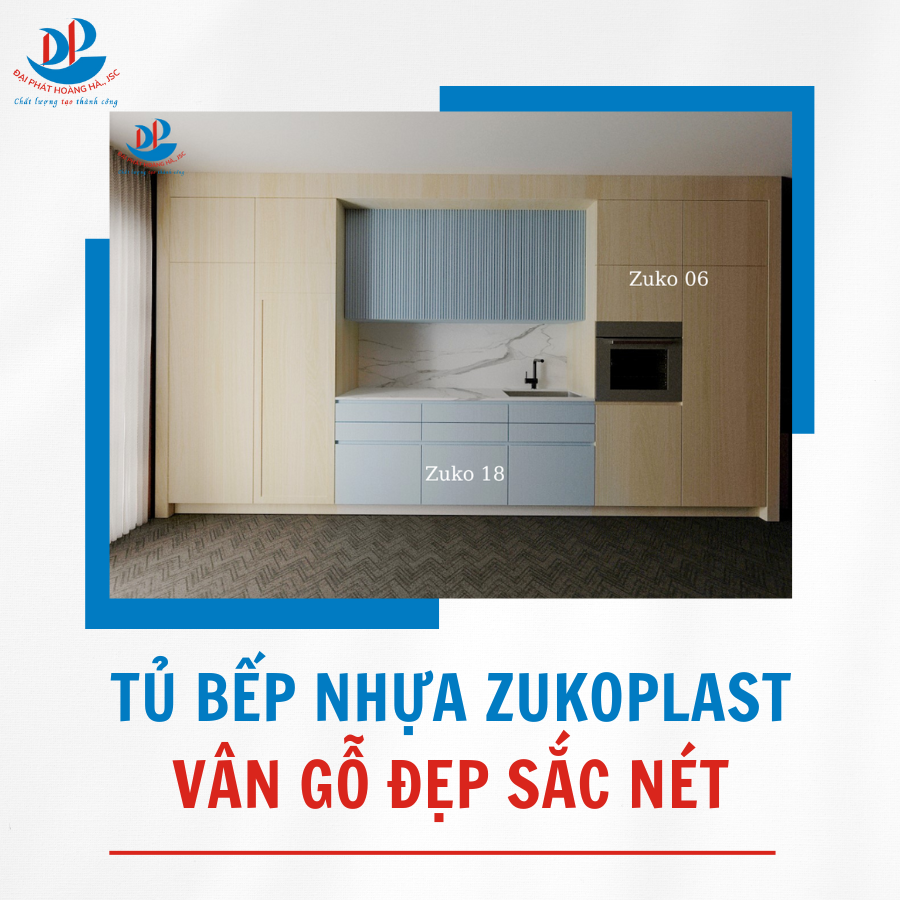 TỦ BẾP NHỰA ZUKOPLAST VÂN GỖ ĐẸP SẮC NÉT